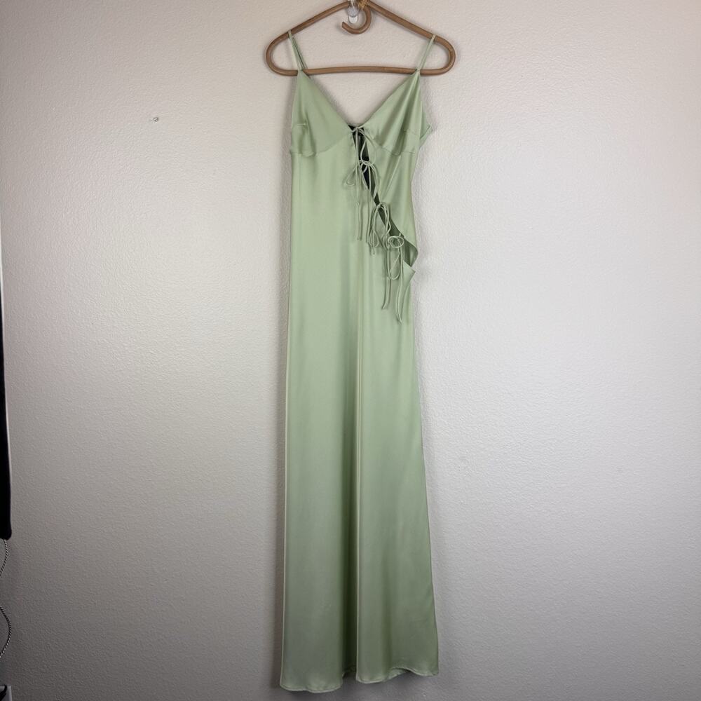 NWT Lioness x REVOLVE "About A Girl" Satin Maxi Slip Dress in Light Green/Lime ✨ - Picture 3 of 16
